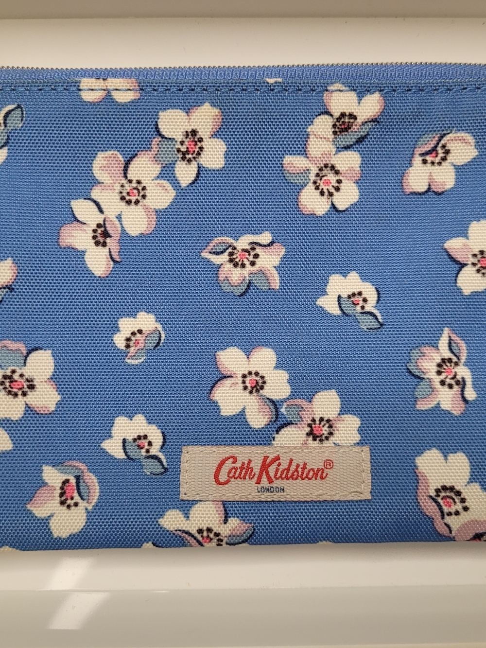 Cath Kidston London Blue Cherry Blossom Floral Canvas Pouch Excellent Condition
